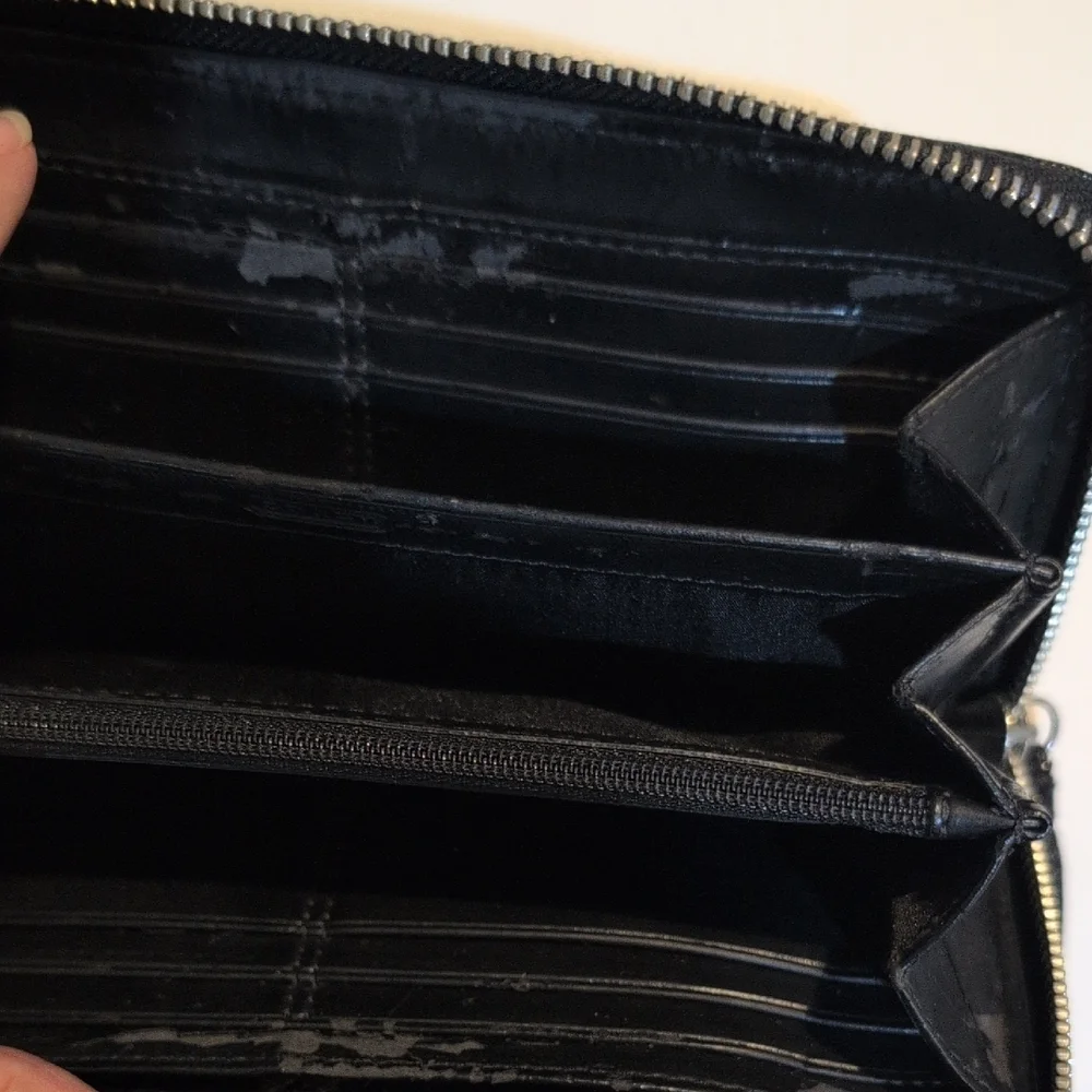Coach Black Wallet with Silver Bow Accent - Rehab Wallet